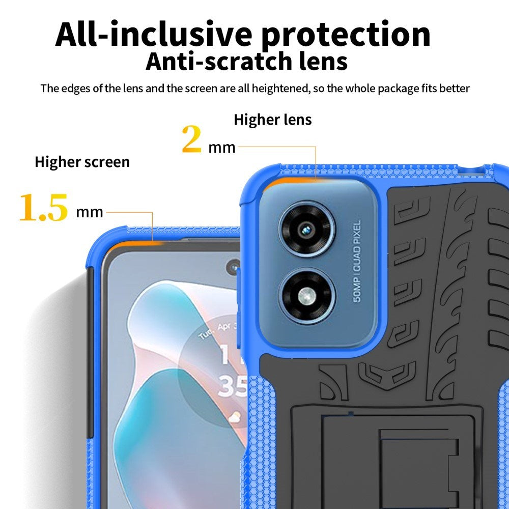 EIDERWOOD Motorola Moto G Play (2024) Hybrid Tough Case m. Stativfunktion - Svart / Lila