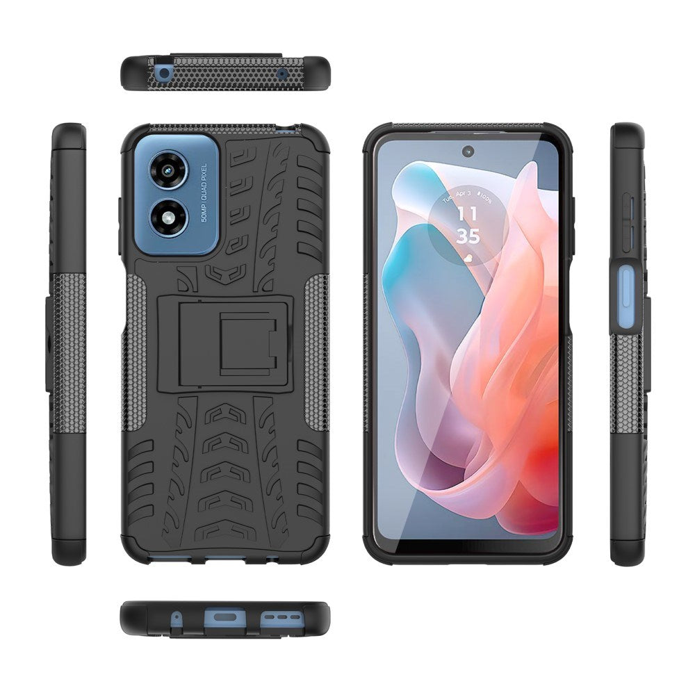 EIDERWOOD Motorola Moto G Play (2024) Hybrid Tough Case m. Stativfunktion - Svart