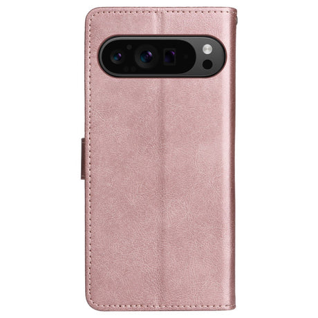 EIDERWOOD Google Pixel 9 Pro XL Läder Plånboksfodral med Rem - Rose Gold