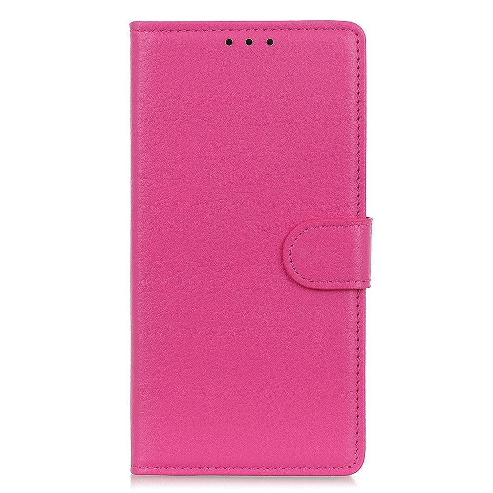 EIDERWOOD Motorola Moto E14 4G / G04 4G / G04s 4G / G24 4G Litchi Struktur Stående Telefonfodral - Pink