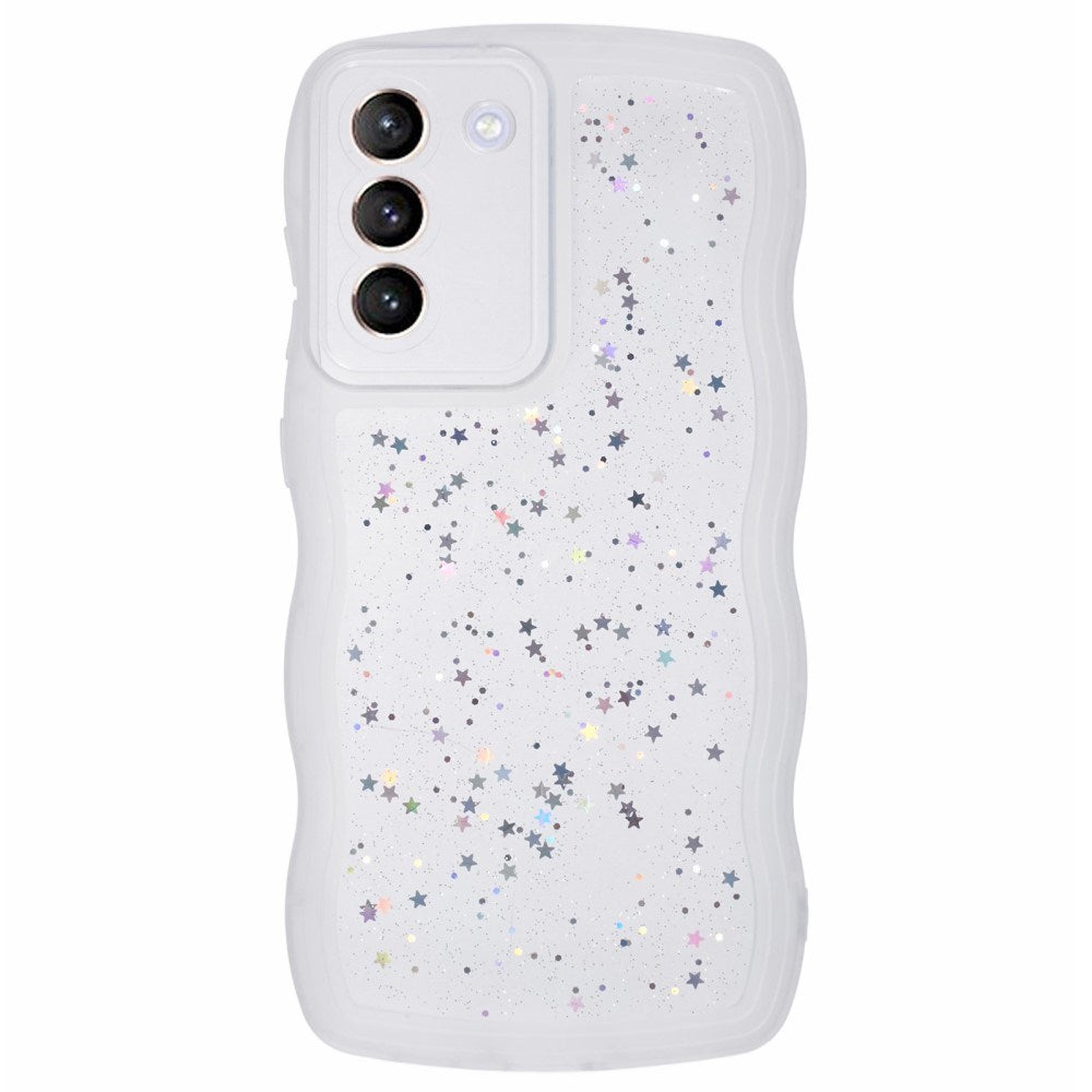 EIDERWOOD Samsung Galaxy S22+ (Plus) Flexibelt Plast Wavy Skal med Glitter - Genomskinlig / Vit