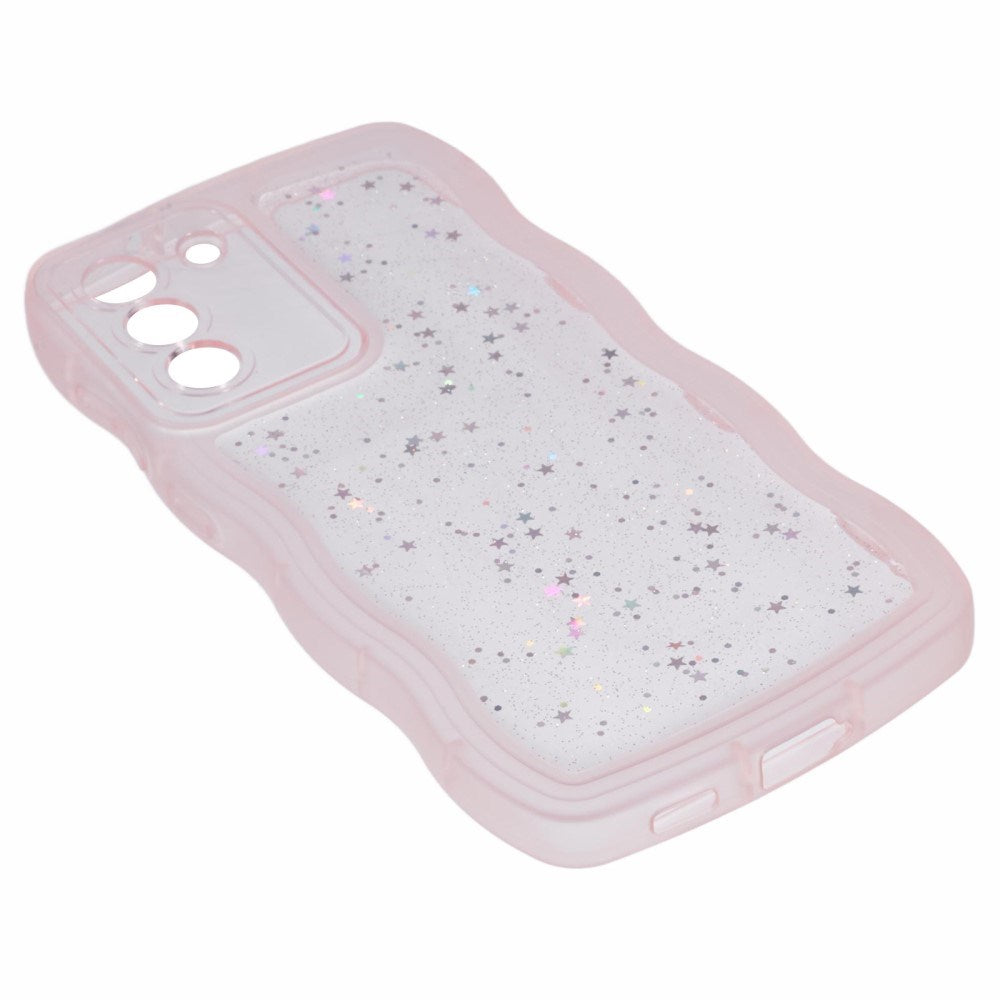 EIDERWOOD Samsung Galaxy S22+ (Plus) Flexibelt Plast Wavy Skal med Glitter - Genomskinlig / Rosa