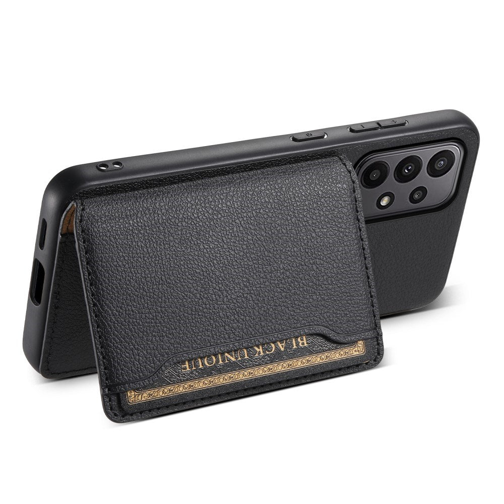 EIDERWOOD Samsung Galaxy A23 / A23 (5G) Hybrid Konstläder Skal med Korthållare - Svart