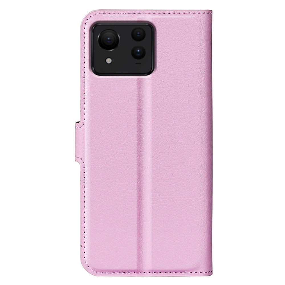 EIDERWOOD Asus Zenfone 11 Ultra Plånboksfodral Litchi-textur med Stativfunktion - Rosa