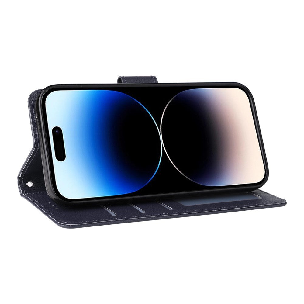 EIDERWOOD iPhone 14 Pro Max Konstläder Flip Fodral m. Rem - Blå