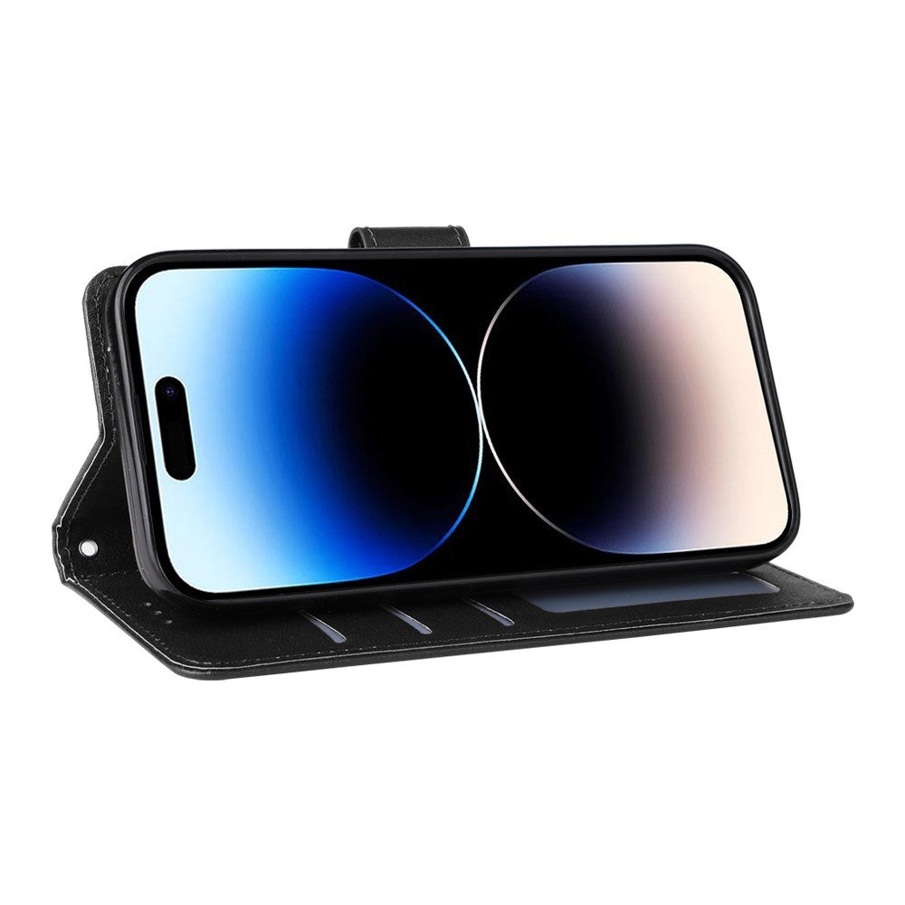 EIDERWOOD iPhone 14 Pro Max Konstläder Flip Fodral m. Rem - Svart