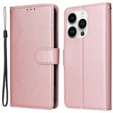 EIDERWOOD iPhone 14 Pro Max Konstläder Flip Fodral m. Rem - Rose Gold