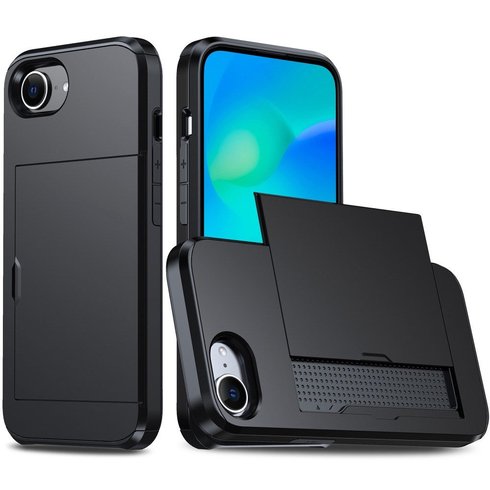 EIDERWOOD iPhone 16e Multifunktionellt Baksidesskydd med Kortfack - Svart