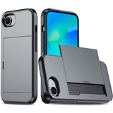 EIDERWOOD iPhone 16e Multifunktionellt Baksidesskydd med Kortfack - Grå