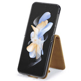 EIDERWOOD Samsung Galaxy Z Flip7 FE / Flip6 Konstläder Flip Fodral m. Korthållare & Ställfunktion - Ljusbrun