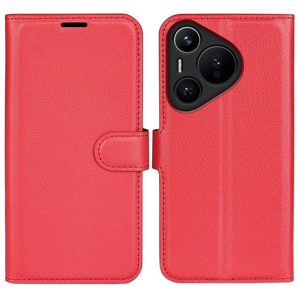 EIDERWOOD Huawei Pura 70 Konstläder Flip Fodral m. Korthållare & Ställfunktion - Röd