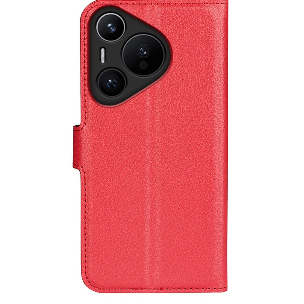 EIDERWOOD Huawei Pura 70 Konstläder Flip Fodral m. Korthållare & Ställfunktion - Röd