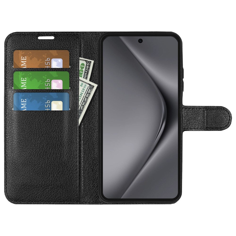 EIDERWOOD Huawei Pura 70 Pro / 70 Pro+ (Plus) Konstläder Flip Fodral m. Korthållare & Ställfunktion - Svart