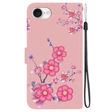EIDERWOOD iPhone 17e / 16e Konstläder Plånboksfodral med Rem - Rosa med Blommor