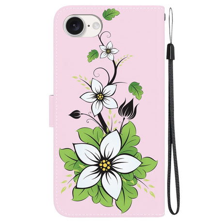 EIDERWOOD iPhone 16e Konstläder Plånboksfodral med Rem - Vit Lilja