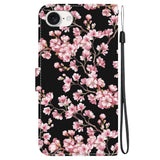 EIDERWOOD iPhone 17e / 16e Konstläder Plånboksfodral med Rem - Svart med Blommor