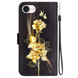 EIDERWOOD iPhone 17e / 16e Konstläder Plånboksfodral med Rem - Guld Ros