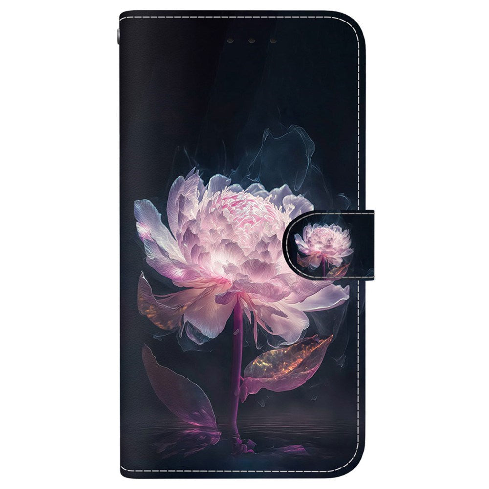 EIDERWOOD iPhone 17e / 16e Konstläder Plånboksfodral med Rem - Lila Pion