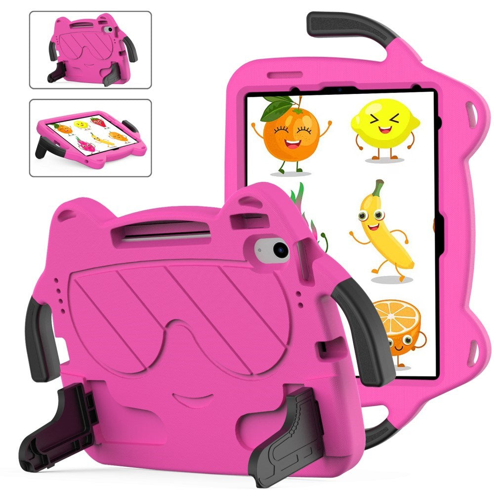 EIDERWOOD iPad Air 11" (2024) Barnskal - Smiley - Stativ & Handtag - Rosa