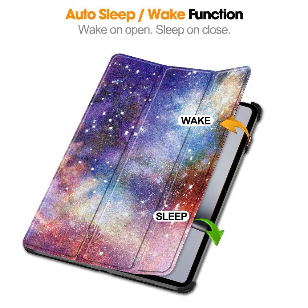 EIDERWOOD OnePlus Pad 2 Tri-Fold Tri-Fold Konstläder Fodral med Sleep-Wake Funktion - Galaxy