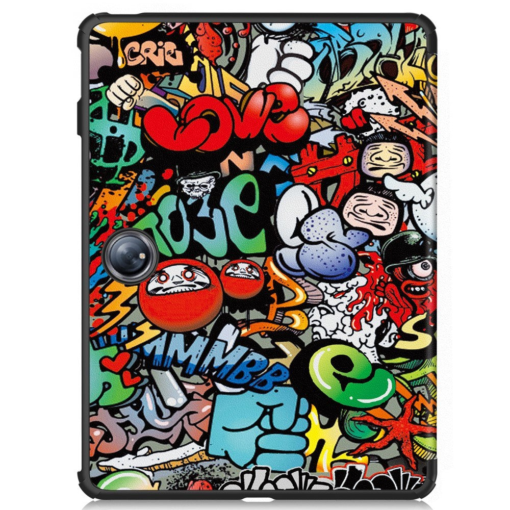 EIDERWOOD OnePlus Pad 2 Tri-Fold Tri-Fold Konstläder Fodral med Sleep-Wake Funktion - Graffiti