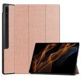 EIDERWOOD Samsung Galaxy Tab S10 Ultra Tri-Fold Konstläder Fodral m. Stativfunktion - Rose Guld