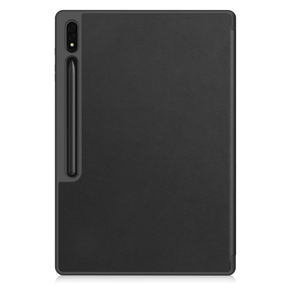 Samsung Galaxy Tab S10 Ultra Tri-Fold Läder Flip Cover med Ställfunktion & Pencil Holder - Svart