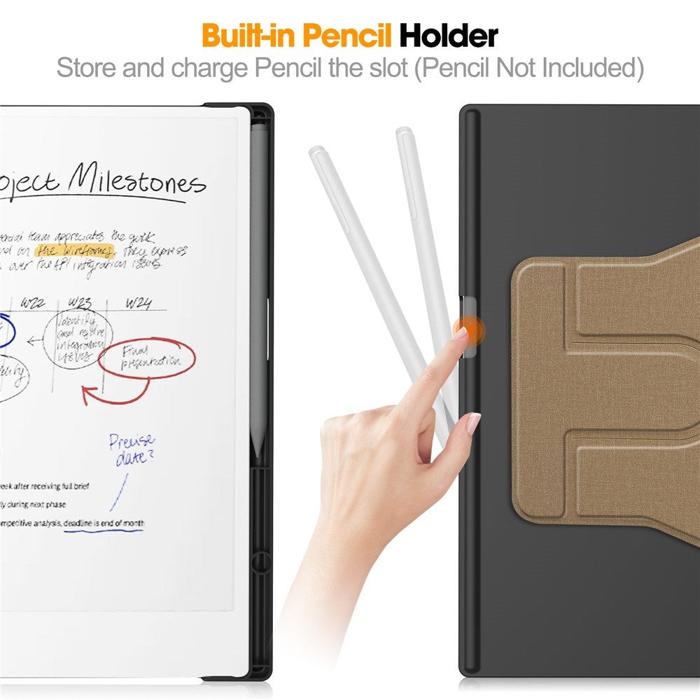 EIDERWOOD ReMarkable Paper Pro Konstläder Plast Fodral m. Penn Hållare - Brun