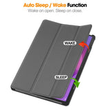 EIDERWOOD Lenovo IdeaTab Pro Konstläder Flip Fodral m. Stativfunktion & Pencil Hållare - Grå