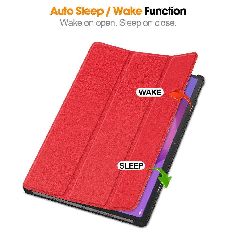 EIDERWOOD Lenovo IdeaTab Pro Konstläder Flip Fodral m. Stativfunktion & Pencil Hållare - Röd