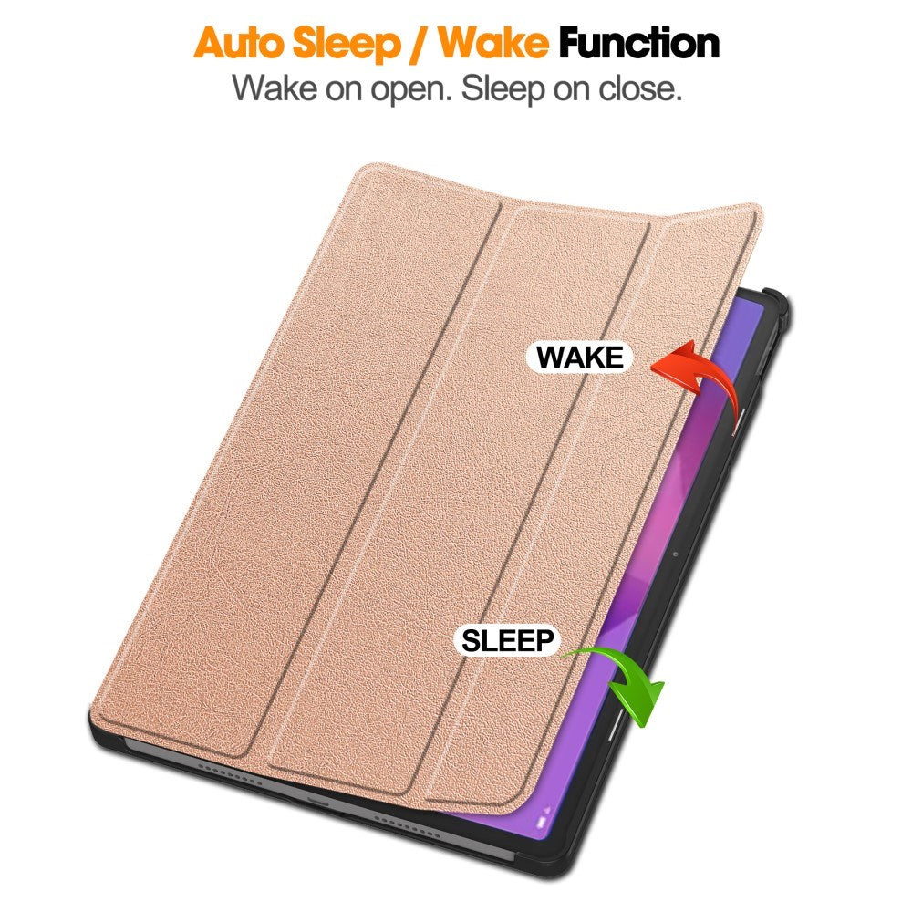 EIDERWOOD Lenovo IdeaTab Pro Konstläder Flip Fodral m. Stativfunktion & Pencil Hållare - Rose Gold
