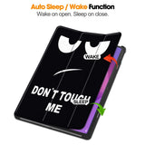EIDERWOOD Lenovo IdeaTab Pro Tri-Fold Konstläder Flip Fodral m. Mönster - Don't Touch Me