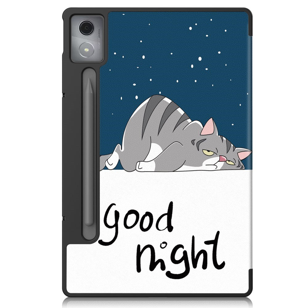 EIDERWOOD Lenovo IdeaTab Pro Tri-Fold Konstläder Flip Fodral m. Mönster - Katt