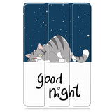 EIDERWOOD Lenovo IdeaTab Pro Tri-Fold Konstläder Flip Fodral m. Mönster - Katt