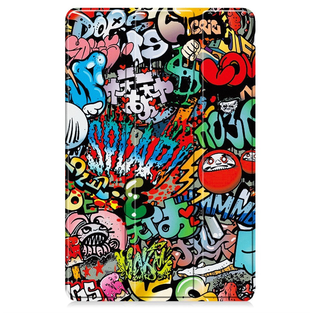 EIDERWOOD Lenovo IdeaTab Pro Tri-Fold Konstläder Flip Fodral m. Mönster - Graffiti
