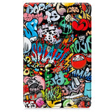 EIDERWOOD Lenovo IdeaTab Pro Tri-Fold Konstläder Flip Fodral m. Mönster - Graffiti