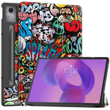 EIDERWOOD Lenovo IdeaTab Pro Tri-Fold Konstläder Flip Fodral m. Mönster - Graffiti