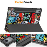 EIDERWOOD Lenovo IdeaTab Pro Tri-Fold Konstläder Flip Fodral m. Mönster - Graffiti