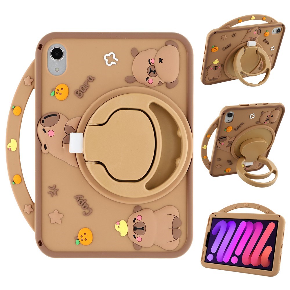 iPad Mini (2024 / 2021) EIDERWOOD Silikon Skal m. Roterande Kickstand - Capybara