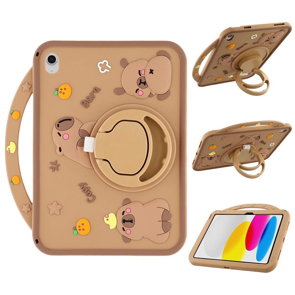 iPad 11" (2025) / 10,9" (2022) EIDERWOOD Silikon Skal m. Roterande Kickstand - Capybara