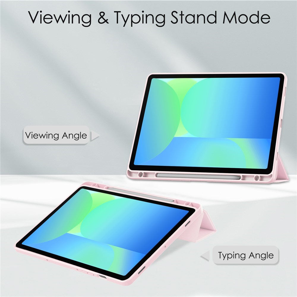 EIDERWOOD Samsung Galaxy Tab S10 Lite / S10 FE / S9 FE Fodral - Stativfunktion & Styluspennhållare - Genomskinlig / Rosa