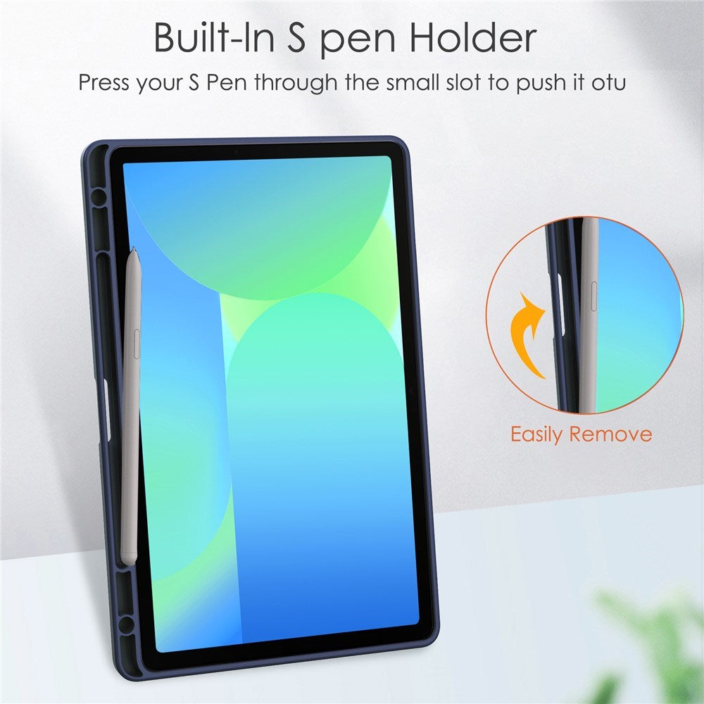 EIDERWOOD Samsung Galaxy Tab S10 Lite / S10 FE / S9 FE Fodral - Stativfunktion & Styluspennhållare - Genomskinlig / Mörkblå