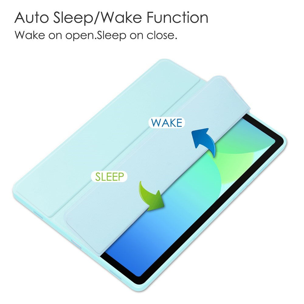 EIDERWOOD Samsung Galaxy Tab S10 Lite / S10 FE / S9 FE Fodral - Stativfunktion & Styluspennhållare - Genomskinlig / Ljusblå