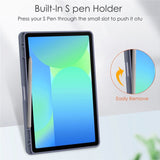 EIDERWOOD Samsung Galaxy Tab S10 Lite / S10 FE / S9 FE Fodral - Stativfunktion & Styluspennhållare - Genomskinlig / Grå Lila