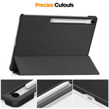EIDERWOOD Samsung Galaxy Tab S10 FE+ (Plus) Konstläder Flip Fodral m. Stativfunktion & Pencil Hållare - Svart