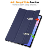 EIDERWOOD Samsung Galaxy Tab S10 FE+ (Plus) Konstläder Flip Fodral m. Stativfunktion & Pencil Hållare - Blå