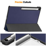 EIDERWOOD Samsung Galaxy Tab S10 FE+ (Plus) Konstläder Flip Fodral m. Stativfunktion & Pencil Hållare - Blå