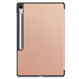 EIDERWOOD Samsung Galaxy Tab S10 FE+ (Plus) Konstläder Flip Fodral m. Stativfunktion & Pencil Hållare - Rose Gold