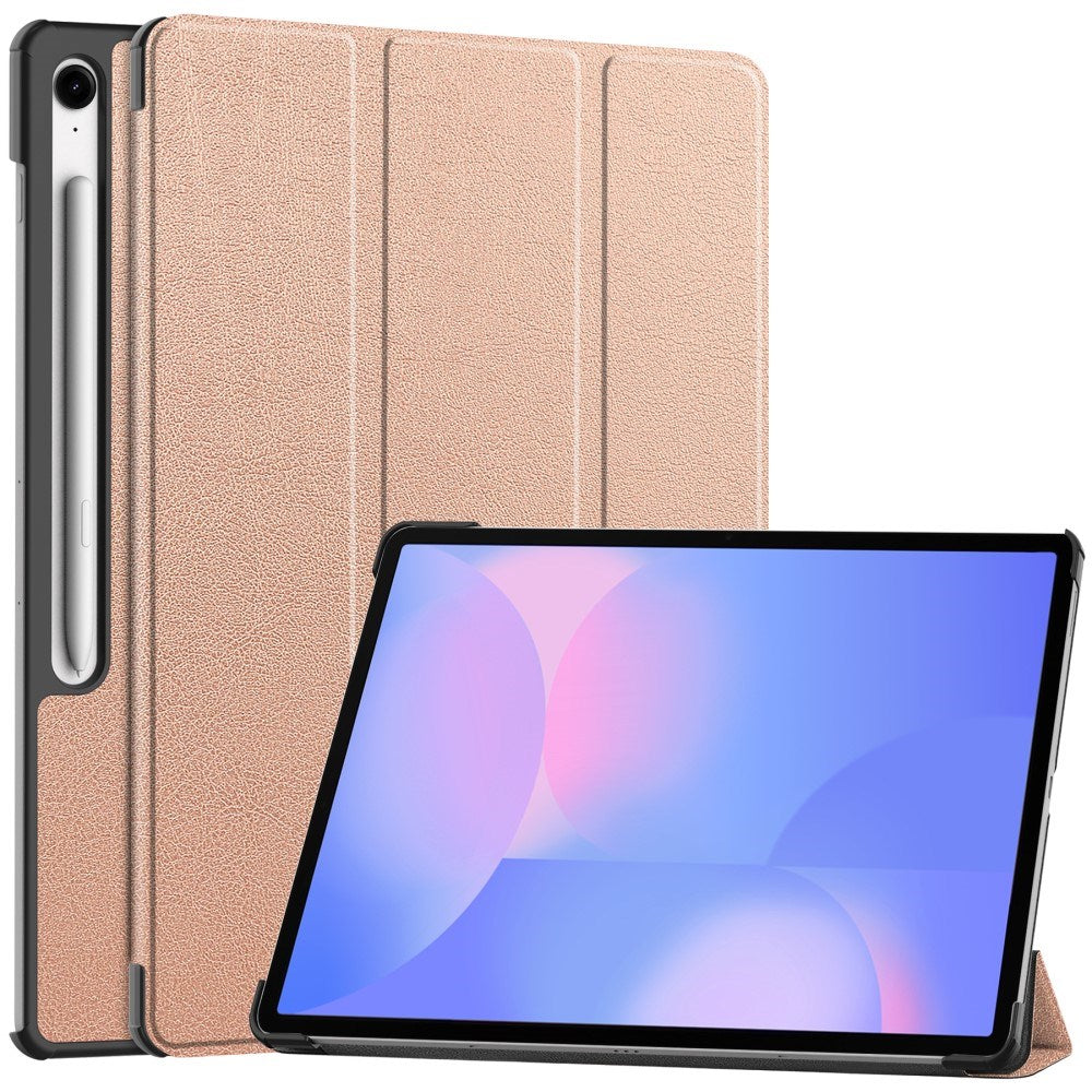 EIDERWOOD Samsung Galaxy Tab S10 FE+ (Plus) Konstläder Flip Fodral m. Stativfunktion & Pencil Hållare - Rose Gold