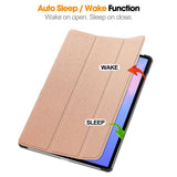 EIDERWOOD Samsung Galaxy Tab S10 FE+ (Plus) Konstläder Flip Fodral m. Stativfunktion & Pencil Hållare - Rose Gold